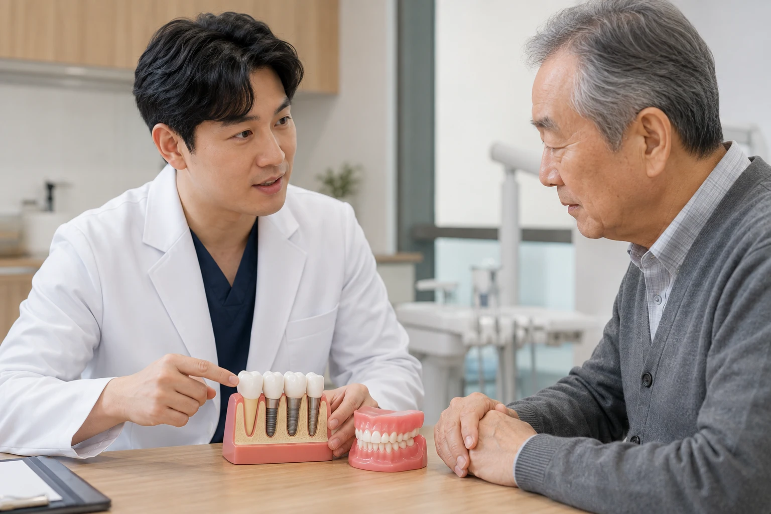 노인 임플란트 지원 지역별 차이 상담 준비 장면